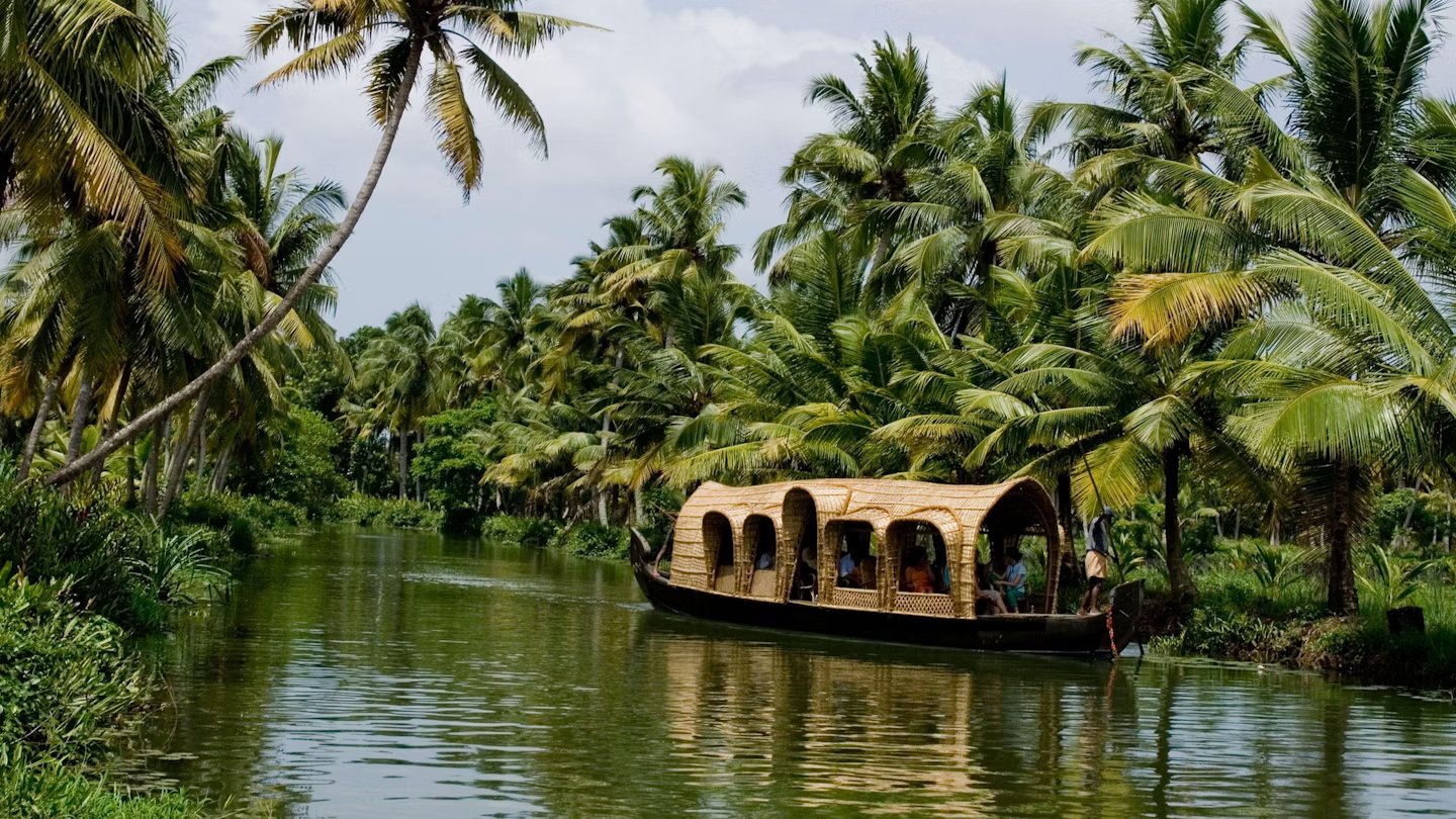 A traditional houseboat on Kerala backwaters